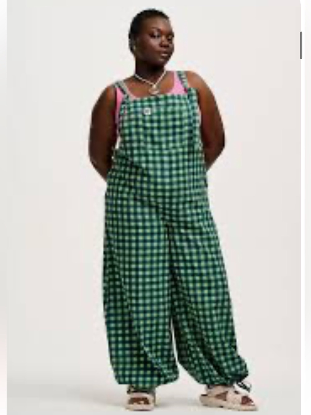 Lucy & Yak Ali Slouchy Cotton Dungaree Gabriella Gingham Print